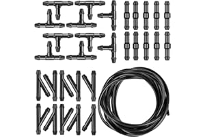Flygun 30 PCS Car Front Windshield Washer Hose Kit, 13.12Ft Multi-functional Rubber Hose with T/I/Y Type Hose Connector, Auxiliary Cleaning Replacement Accessories, Suitable for Most Models (Black)
