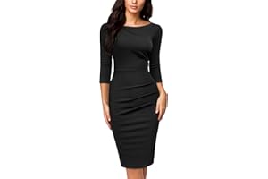 Miusol Women's Retro Ruffle Style 2/3 Sleeve Slim Work Pencil Dress