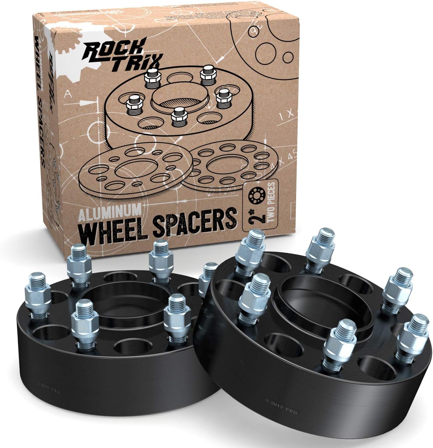 RockTrix - 38mm (1.5 inch) Hubcentric 6x114.3 Wheel Spacers with Lip (66.1mm Bore, 12x1.25 Studs Nuts) Compatible with Nissan Frontier Pathfinder Xterra - Black 6x4.5 2pcs