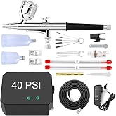 Gocheer Airbrush Kit,Upgraded 48 PSI Dual-Action Airbrush Set | High Pressure Air Brush Non-Clogging with 0.2/0.3/0.5mm Nozzle/Cleaning Sets, Ideal for Painting,Modeling, Cake Decor, Makeup