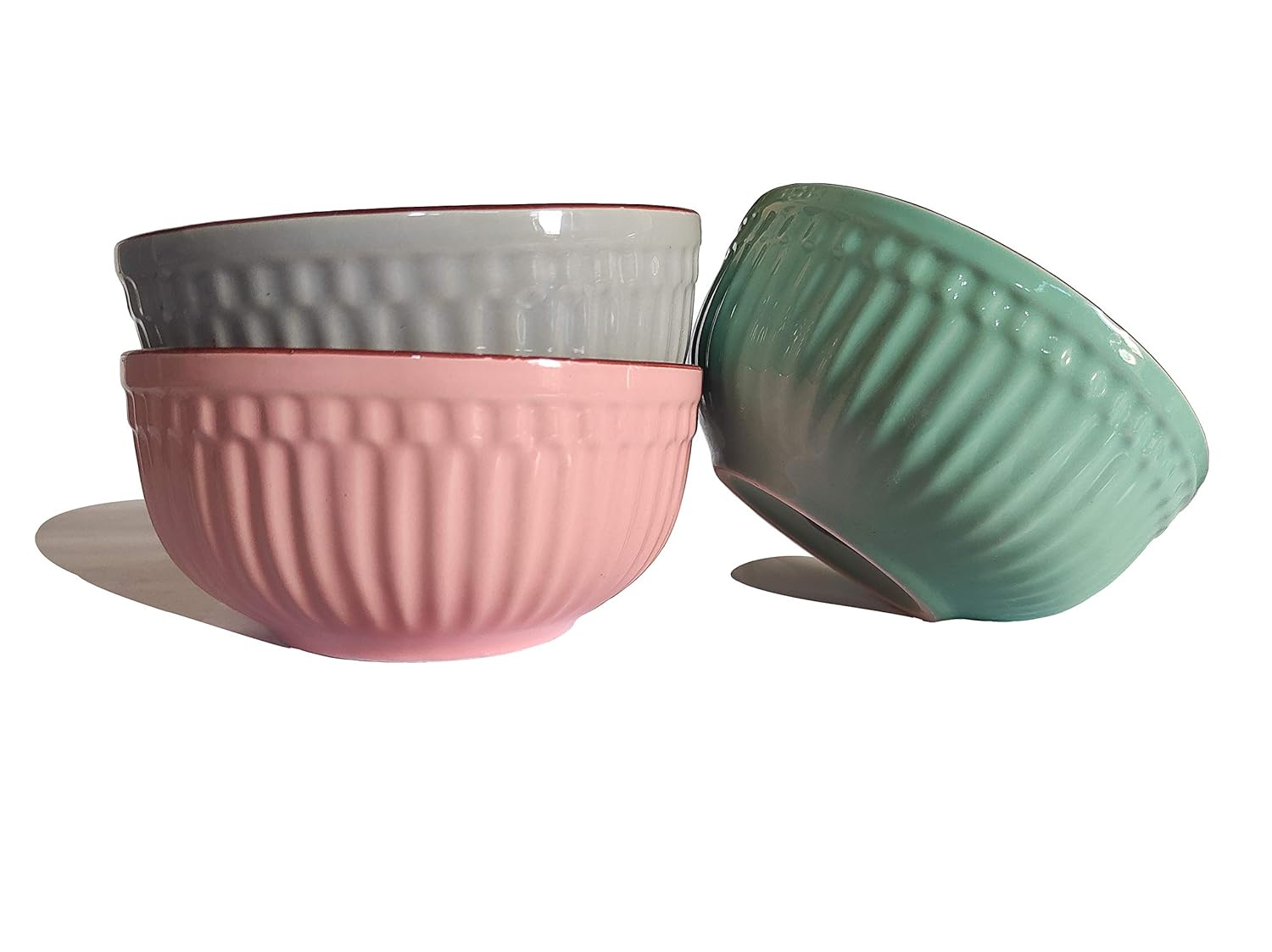 Buy Ceramic Modern Soup Bowl 400ml, Set of 3, Multicolour Online at