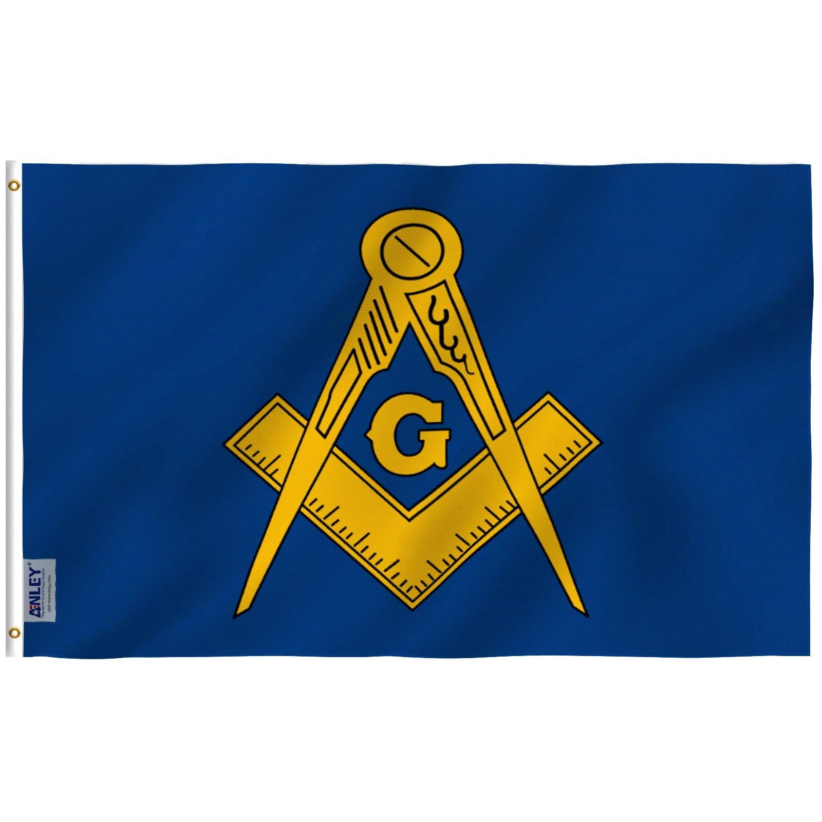 ANLEY Fly Breeze 3x5 Foot Masonic Flag - Vivid Color and UV Fade Resistant - Canvas Header and Double Stitched - Free Freemasonry Flags Polyester with Brass Grommets 3 X 5 Ft