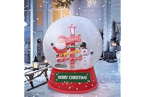 QUICARD 6 FT Christmas Animated Snow Globe Inflatables Santa Claus, Snowman Outdoor Decorations, 2024 Originally Designed, LED Lights Blow Up Yard Decoration for Garden Lawn Xmas Holiday Party Gifts