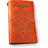 Principal Appreciation Gifts Leather Journal Notebook, Best Principal Gifts for Women Men Engraved Vintage Leather Travel Journal Principal Embossed Writing Journal for Retirement Christmas Birthday