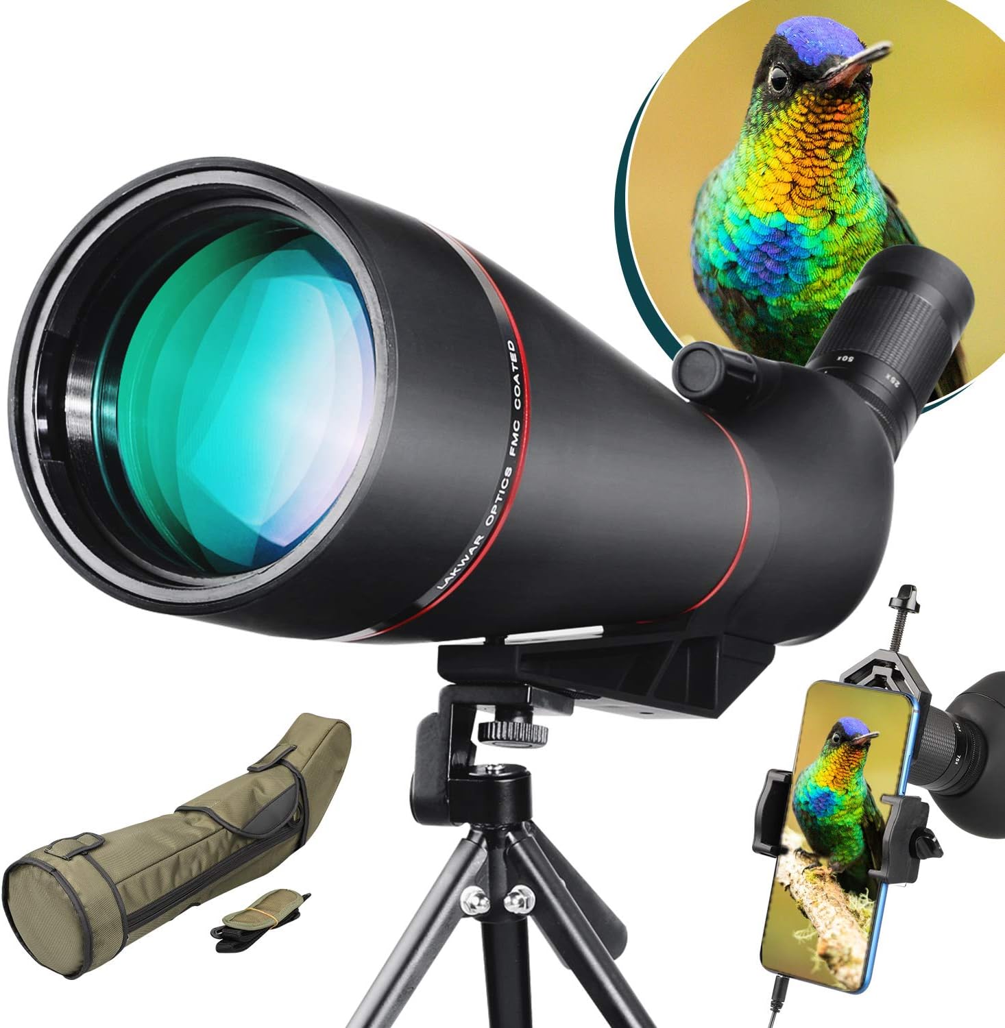 LAKWAR 2575x100mm Spotting Scope For Bird Watching,Fully Multicoated