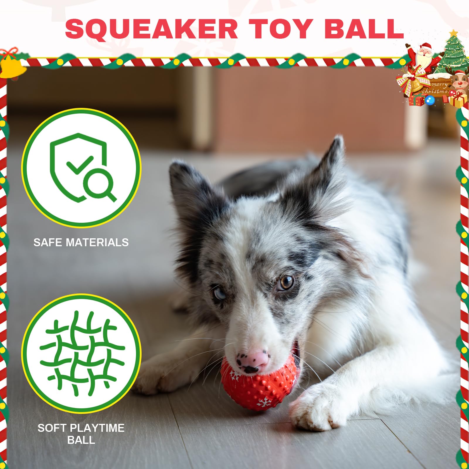 Arblina Christmas Dog Toys, Dog Xmas Gifts Set 6-pack for Small/Large Dogs, Interactive Dog Toys Including Squeaky Toy, Rope Toy, Rubber Puppy Ball, Plush Toy, Xmas Presents for Dogs