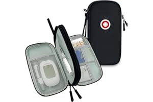 ICIMBI Diabetic Supplies Travel Case, Carrying Bag Organizer For Diabetes Testing Kit, Blood Glucose Monitor Kit with Meter, Blood Sugar Test Strips, Lancets, Lancing Device, Alcohol Wipe (Case Only)