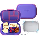 Bentgo Chill Kids 4-Compartment Bento Box Leakproof Lunch Box | Built-In Ice Pack, 3.3 Cup Capacity, BPA-Free, Microwave &amp; Dishwasher Safe Tray, Ideal for Ages 3&ndash;7 (Electric Violet)
