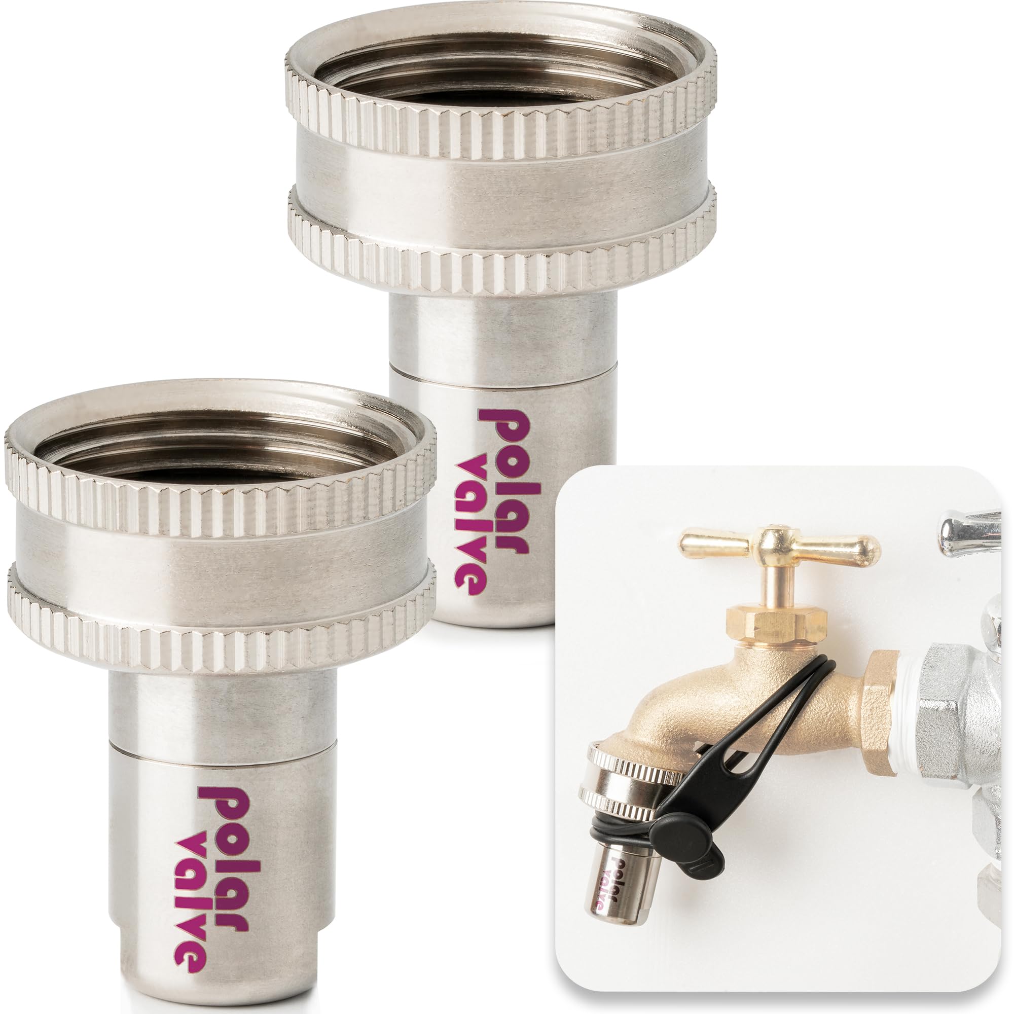 Photo 1 of Polar Valve Outdoor Faucet Freeze Protection (Straight-Type, 2 Unit), Auto Temperature Control, Stainless Steel and Nitinol for Winter, Easy Installation, Water-Saving Solution