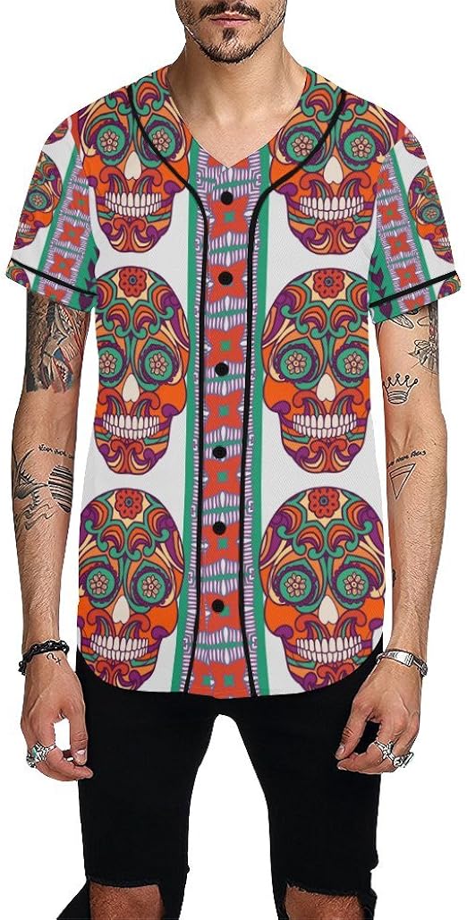 dia de los muertos button up shirt
