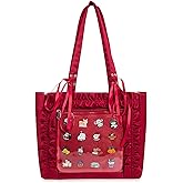 ZAROXOXS Womens Girls Tote Ita Bag Bowknot Wrinkled Edge Shoulder Bag Kawaii Purses and Handbags with Pin Display