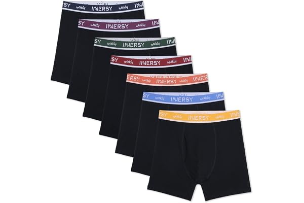 INNERSY Men's Cotton Boxer Briefs Stretchy Underwear Multipack for a Week