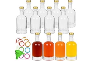 BIGIVACA Small Glass Liquor Bottles 3 oz - 12 Pack Clear Wine Bottle with T-Top Caps - Heavy Base Bottles for Brewing, Kombuc