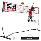 Bearwill Volleyball Net, 12FT/20FT Portable Volleyball Net for Backyard | Freestanding Volley Ball Set, Height Adjustable with Carry Bag, Training Equipment for Indoor Outdoor Hitting Serving Drill