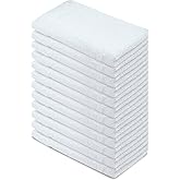 Textila Basic Hand Towels 16x26 Inches – Pack of 12 – White Color – Soft and Absorbent Multipurpose Cotton Towels for Bathroom, Spa, Gym, Salon, Hotel, and Everyday Use