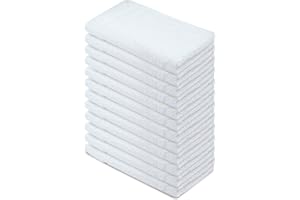 Textila Basic Hand Towels 16x26 Inches – Pack of 12 – White Color – Soft and Absorbent Multipurpose Cotton Towels for Bathroom, Spa, Gym, Salon, Hotel, and Everyday Use