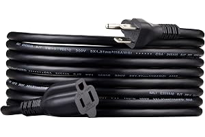 Amazon Basics Extension Cord, 15 Ft, 3-Prong Outlet Extender, Indoor, 13 Amps, 125V, Black