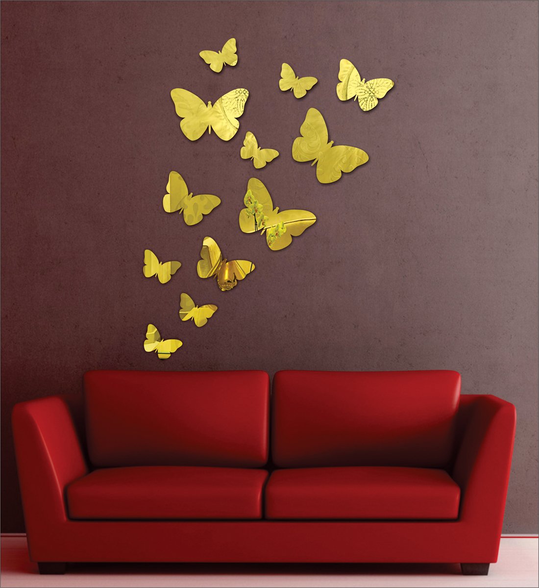 Atulya Arts Acrylic 3D Butterfly Mirror Wall Stickers, Acrylic Sticker