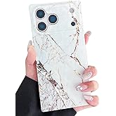 NWOVEI Rectangle Compatible with iPhone 17 Pro Case Marble,Luxury Fashionable Case for Women Girls,Slim Soft TPU Protective Phone Cover for iPhone 17 Pro - 6.3 inch (White)