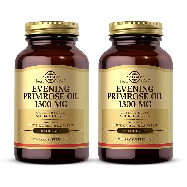 SOLGAR EVENING PRIMROSE OIL 1300 MG – 60 SOFTGELS, PACK OF 2 – COLD-PRESSED SOURCE OF GLA – NON-GMO, GLUTEN FREE – 120 TOTAL SERVINGS