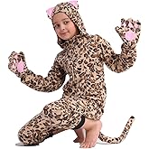 Rabtero Animal Costume Kids, Cheetah/Monkey/Black Cat/Blue Monster/Dalmatians/Santa/Snowman Onesie for Girls Halloween