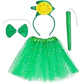 Dxhycc Animal Costume Tutu Set Green Turtle Ear Headband Bowtie Tail Skirt for Halloween Cosplay Party Dress Up