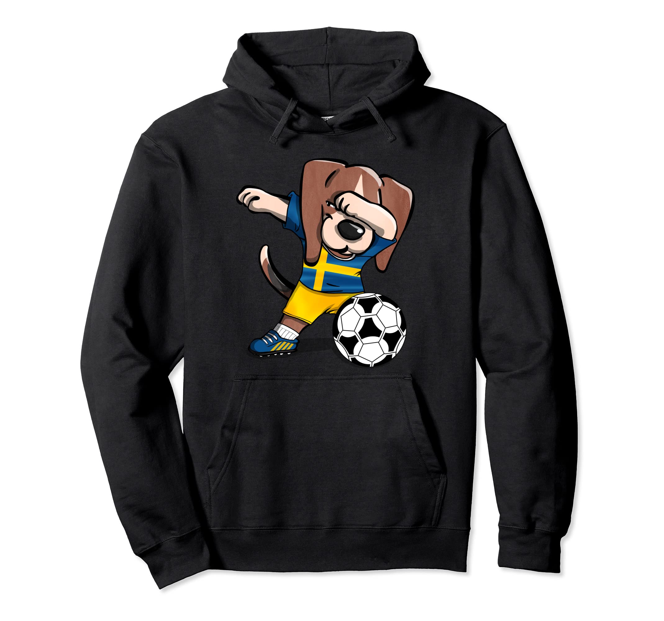 Funny Dabbing Beagle Dog Sweden Football Swedish Flag Soccer Pullover Hoodie