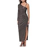 Guess Womens One Sleeve High Slit Striped Foil Knit Dress