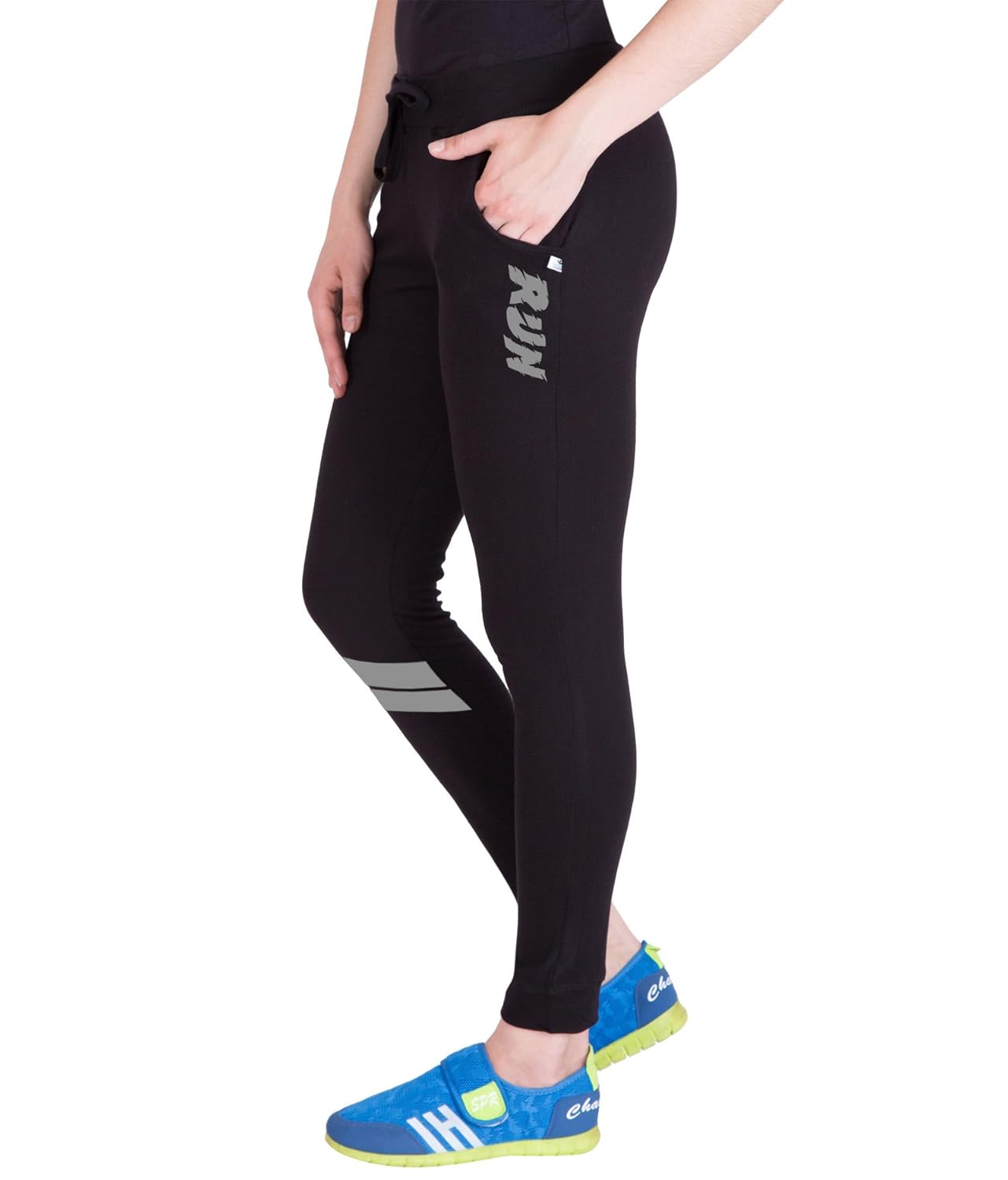 american-elm women's black stylish printed trackpant