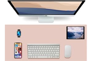 RHONZHAO Desk Pad Protector Office Desk Mat, Non-Slip Large Mouse Pad, Waterproof Desk Blotter Protector, Desk Pad for Keyboard and Mouse Writing Mat for Office and Home (Pink, 31.5"x15.8")