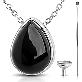 BOHO GARDEN Crystal Urn Necklace - Beautiful Cremation Jewelry For Ashes with Gem Stones - Remembrance Pendant Locket for Holding Human or Pet Cremains - Comes with Funnel, Spoon, Stick - 0.8"