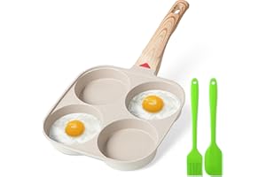 MyLifeUNIT Egg Frying Pan, 4-Cup Egg Pan Nonstick, Fried Egg Pan Skillet for Breakfast, Pancake, Hamburger, Sandwiches, Suita