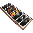 Homeanda Wooden Sunglasses Organizer Tray, Eyeglasses Display Case, Sun Glasses Storage Box, Eyewear Jewelry Tray, Wood Frame Glasses Holder (7 Grids)