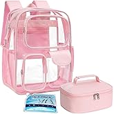PACKISM Clear Backpack for School - 17 Inch Large Heavy Duty Clear Bookbag 3 Front Pockets for Boys Girls Students (Age 12+)