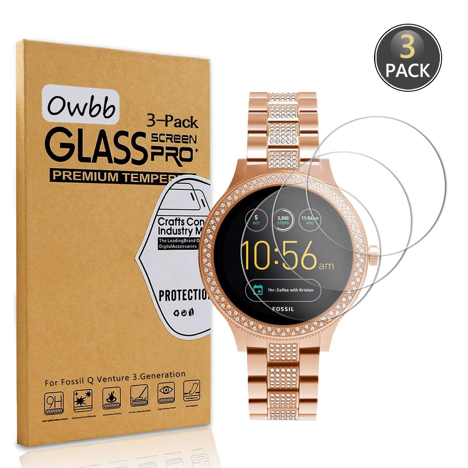 Owbb [3 Unidades] Protector de Pantalla de Vidrio Templado para ...