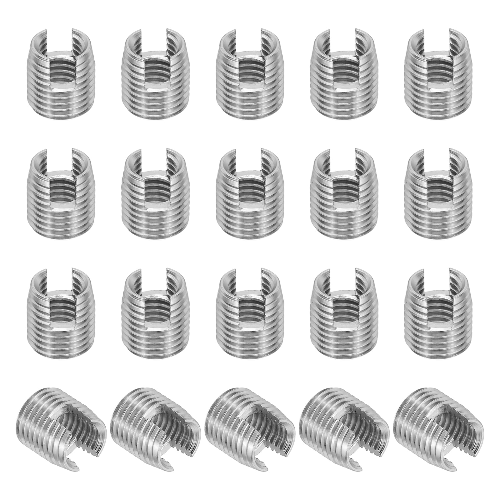 PATIKIL Self-Tapping Threaded Inserts, 20 Pcs M10 x M14 x 15mm 303 Stainless Steel Thread Adapter Reducer Slotted Screw Repair Inserts Nuts Sleeve