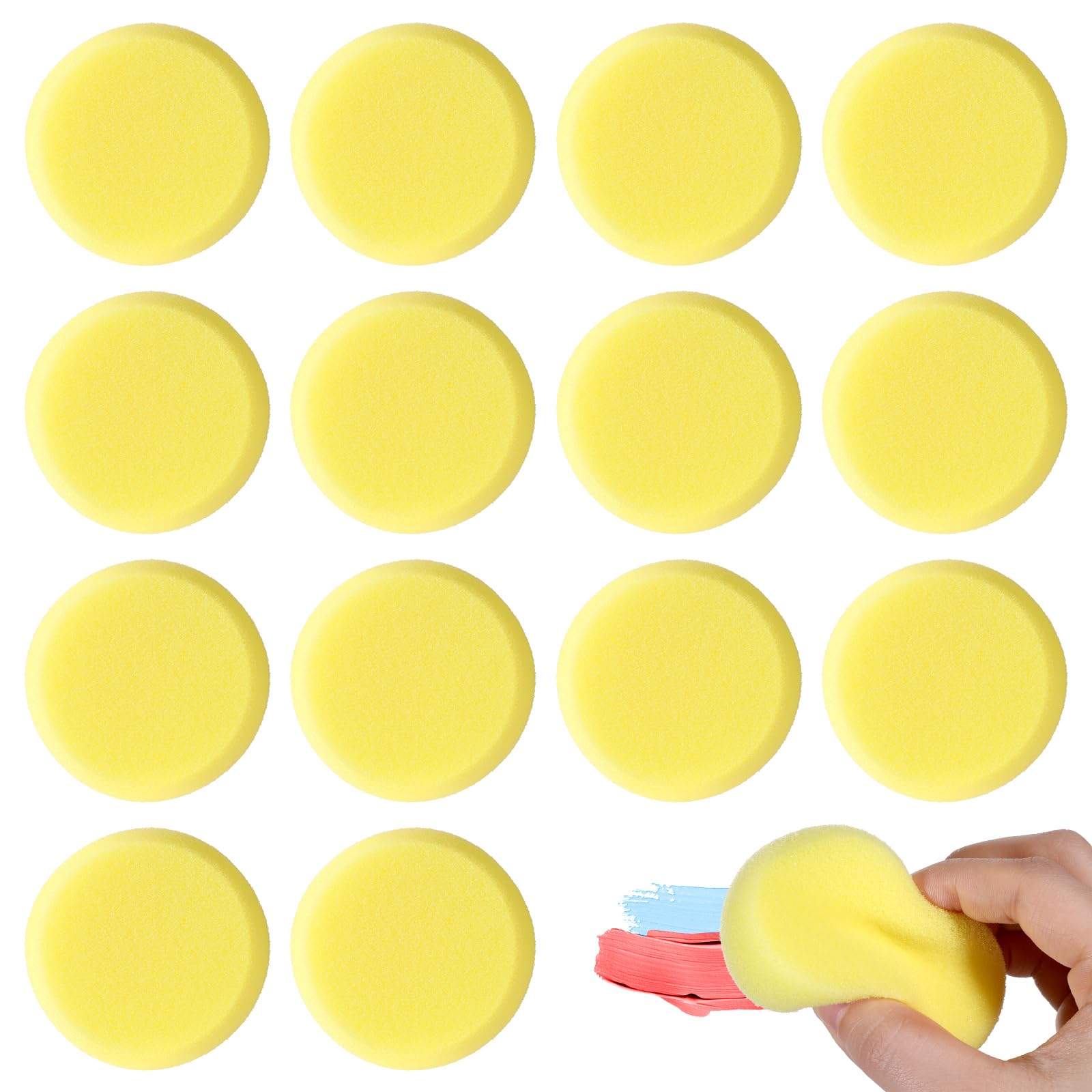 Photo 1 of 14Pcs Round Painting Sponge Yellow Applicator Watercolor Synthetic Sponges Artist Craft Clay Sponge Watercolor Sponges for Face Painting Pottery Ceramics Art Crafts (3 Inch)