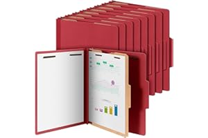 Skyygemm 24 Pcs Classification Folders Letter Size, 1 Divider Pressboard File Folder with Fasteners, Expanding File Organizer Bulk for Teachers, Clergy, Office, Church, Christmas Donations (Red)