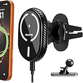 OHLPRO for iPhone 17 Magsafe Car Mount Charger, 15W Fast Charging Magnetic Holder with 3M Adhesive Base for Dashboard, Mag Car Holder for Vent Clip Compatible with iPhone 16/15/14/13 Pro Max, Black