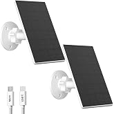 Zivif 2W Camera Security Solar Panel with USB and USB-C Port, 2 Pack, White | Solar Charger Compatible with 5V Rechargeable Battery Camera, 360&deg; Adjustable Mount, 7.2ft Cable, White