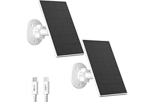 Zivif 2W Solar Panel for Security Cameras, Solar Charger with Micro USB & USB-C Port for Rechargeable Battery Security Camera, 360° Adjustable Mount (2 Pack)