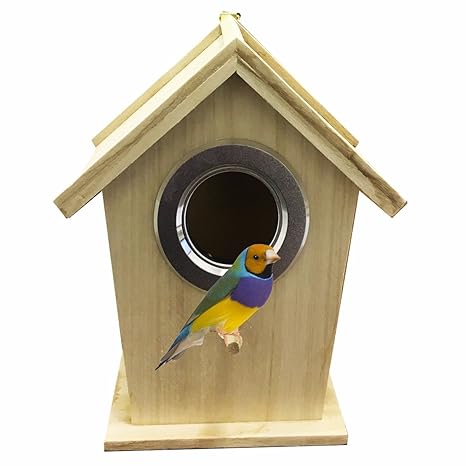 New Hanging Natural Wood Bird Box Feeder Wooden Feeding Station