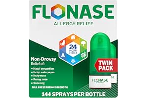 Flonase Allergy Relief Nasal Spray, 24 Hour Non Drowsy Allergy Medicine, Metered Nasal Spray - 144 Sprays (Pack of 2) - Fall and Seasonal Allergy Relief