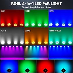 200 W Stage Par Lights, RGBL 4-in-1 LED Par Can
