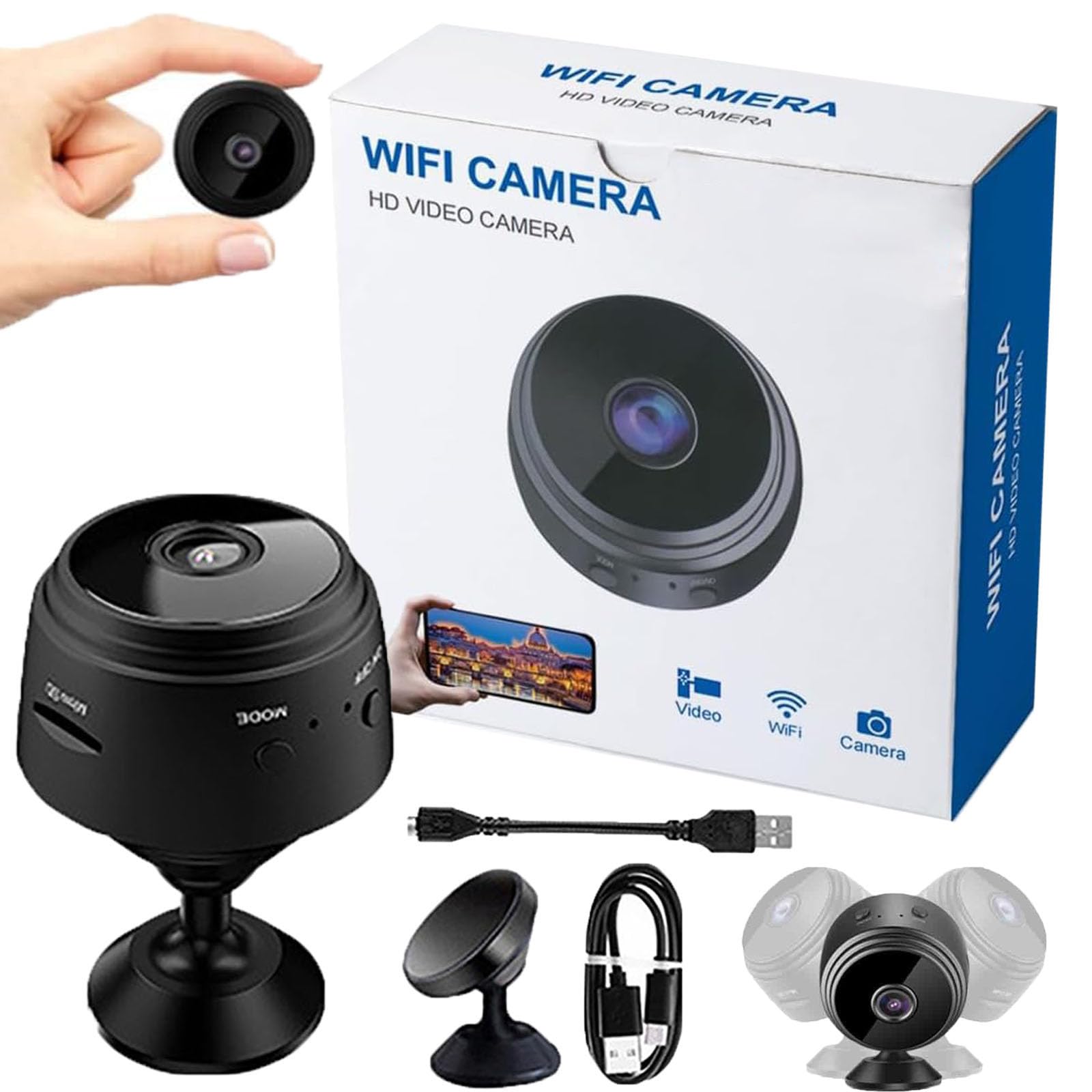 Photo 1 of 2026 New Magnetic Mini Security Camera 1080p Outdoor and Indoor Use Home Security Camera Night Vision Motion Detection (Black)