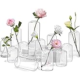 ZENS Bud Vases in Bulk Set of 12, Modern Small Glass Vases for Flower Clear Bud Vases for Wedding Centerpiece, Blown Thicker Small Vase for Flowers, Wedding Party Decorative, Home Bathroom Decor