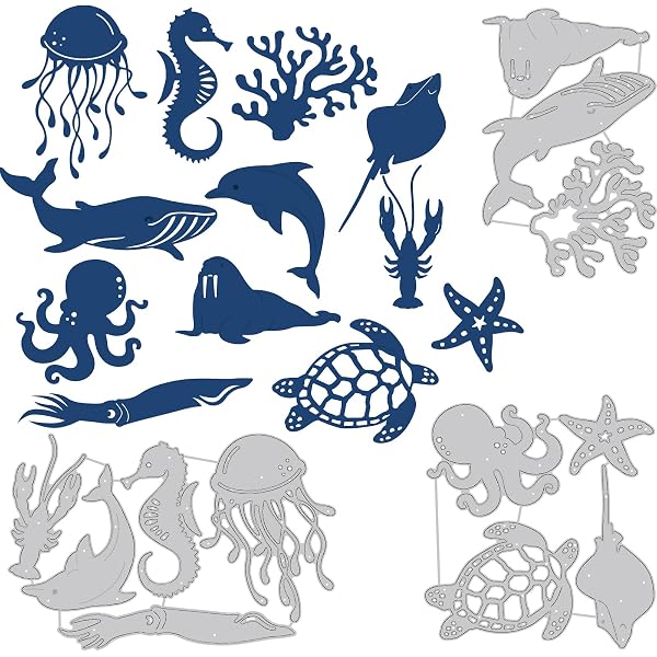 Troqueles Metal Animales Oceánicos - Plantillas Corte Papel Para Manualidades Y Scrapbooking