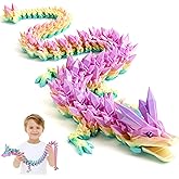 SHUWND Large 3D Printed Dragon 24 inch- Articulated Crystal Dragon Toys with Wings, Big 3D Printed Animals ADHD Fidget Toy Gifts for Desk Decor, Easter Basket Stuffers and Essentials