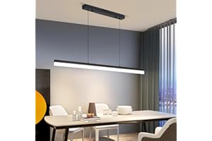 MATVEN LED Linear Pendant Light Fixtures, Dimmable Island Lights for Kitchen Dining Room Office, 39.3inch Modern Pool Table Light for Billiard Room, Height Adjustable, Black