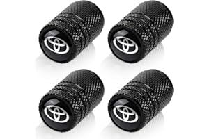 BFIVEANTE Tire Valve Stem Caps for Toyota, Corolla, RAV4, Highlander Metal Car Wheel Air caps Auto Valve Stem Caps Accessories 4 Pcs Black